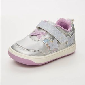 Baby Girls’ Stride Rite Flutter Silver Sneakers - Size 4